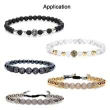 Lote de 3 piezas de bolas redondas de moda de color con cuentas de CZ, metal de latón, micro pavé de cristal de circonia cúbica, cuentas con espacios para hacer pulseras, accesorios de bricolaje de joyería 4/6/8/10/12mm