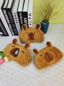 1pc Cute Cartoon Character Kapi Baba Plush Pencil Case, Large Capacity Student Stationery Organizer, Multi-Functional Cosmetic Storage Bag - Multicolor - View 9