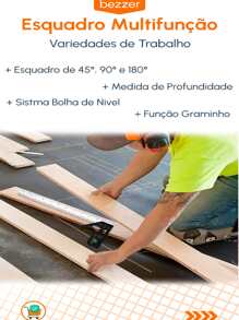 Esquadro Combinado ajustável Inox Nível em Bolha e Régua de 30cm 12 Polegadas Riscador Profissional Carpinteiro Pedreiro - Preto - Visão 4