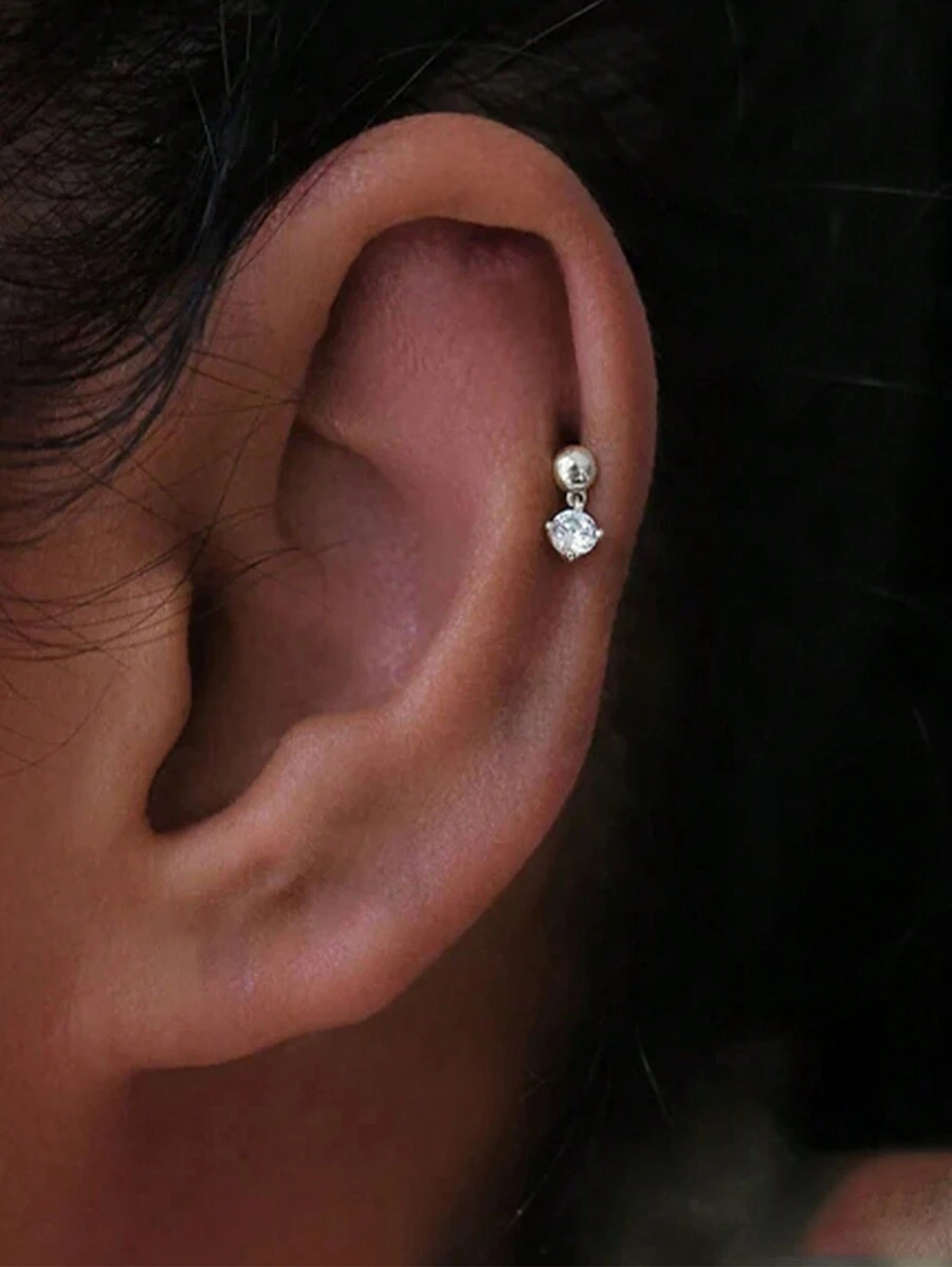 EleRunis 1 đôi bông tai bạc 925 mạ vàng 18K, kiểu cài móng vuốt, thích hợp cho xỏ khuyên xương tai/sụn tai/xoắn tai, trang sức ít gây dị ứng, phù hợp cho phụ nữ và bé gái đeo hàng ngày, dự đám cưới, tiệc tùng, lễ đính hôn.