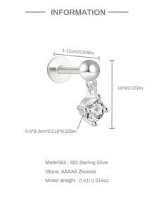 EleRunis 1 đôi bông tai bạc 925 mạ vàng 18K, kiểu cài móng vuốt, thích hợp cho xỏ khuyên xương tai/sụn tai/xoắn tai, trang sức ít gây dị ứng, phù hợp cho phụ nữ và bé gái đeo hàng ngày, dự đám cưới, tiệc tùng, lễ đính hôn. - Bạc - Xem 7