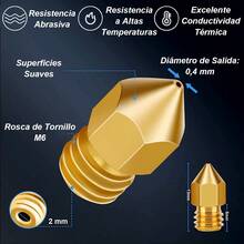Hot End Extrusor Mk8 Impresora 3d Boquilla 0.4 Garganta Anet - Plateado - Ver 6