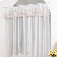 1入組白色蕾絲門簾，日式雙層蚊帳簾，適用於臥室客廳廚房隔間