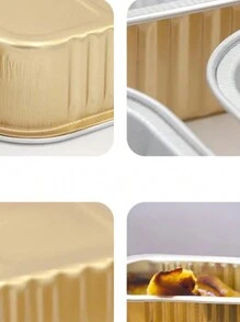 30个（10个盒子+10个盖子+10个勺子）长方形有盖烘焙包装盒，创意简约实用多功能大容量甜品盒，适用于烤奶酪、红薯、寿司、烤榴莲、面包、甜品店、餐厅、厨房、家庭、派对、婚礼、毕业典礼、万圣节、圣诞节 - 粉色 - 查看 6