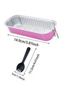 30个（10个盒子+10个盖子+10个勺子）长方形有盖烘焙包装盒，创意简约实用多功能大容量甜品盒，适用于烤奶酪、红薯、寿司、烤榴莲、面包、甜品店、餐厅、厨房、家庭、派对、婚礼、毕业典礼、万圣节、圣诞节 - 粉色 - 查看 3