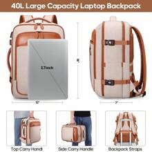 Travel Backpack, 17Inch Laptop Backpack, Carry On Backpack For Men & Women, Personal Item Size Flight Approved Travel Bag, Water Proof Luggage, Suitcase With Packing Cubes And Shoe Pocket - Beige - View 2