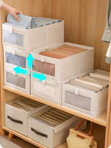 1 pièce, Boîte de rangement pour vêtements, accessoire de rangement à couches pour penderie. Tiroir de rangement en tissu pour la maison. Organisateur de rangement pour chambre, pour t-shirts blancs pour femmes, pantalons noirs pour femmes, vêtements d'hiver pour dames, robes, vêtements d'hiver pour dames, robes élégantes pour femmes, chemises blanches pour dames, manches longues, combinaison blanche pour femmes, robes de printemps pour femmes, tenues de printemps pour femmes, printemps, vêtements de printemps, minimaliste, rangement de hauts d'été