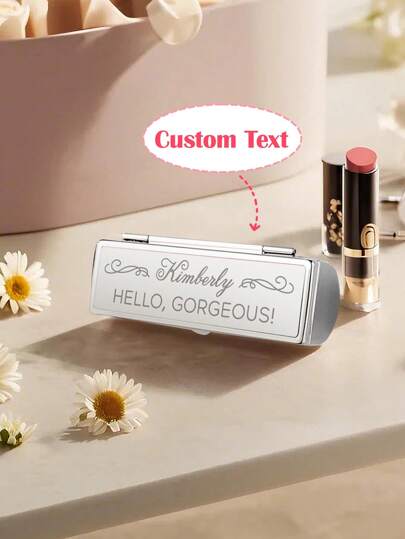 1pc Custom Lipstick Case With Photo Or Text, Custom Lip Balm Case, Personalized Lipstick Holder, Custom Lipstick Case With Mirror, Personalized Engraved Lipstick Holder Gift For Bride, Anniversary Gift, Valentine Gift, Birthday Gift, Wedding Gift, Mother's Day Gift, Best Friend Gift, Gift For Mom, Gift For Girlfriend, Gift For Her, Gift For Wife
