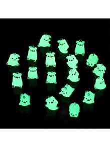 5入組五種款式迷你豬可愛夜光樹脂材質鑰匙扣手鍊項鏈掛件，DIY手工珠寶配件製作22*25.5mm W274 - 夜光樹脂小豬-5件 - 查看 3