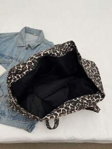 时尚大容量女士手提包，百搭奶牛图案随机印花单肩包，高端休闲帆布单肩包，时尚豹纹手提包，女士休闲手提包购物/书包，时尚豹纹包，新款秋冬虎纹女士包，新款秋冬猎豹纹女士钱包 - 彩色 - 查看 8