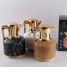 全新阿拉伯风格隔热保温咖啡壶、水壶、茶壶和咖啡壶 1000 毫升，双层壁，用于保存热饮的热水瓶，粉色玻璃内衬水瓶，重返校园 - 彩色 - 查看 12