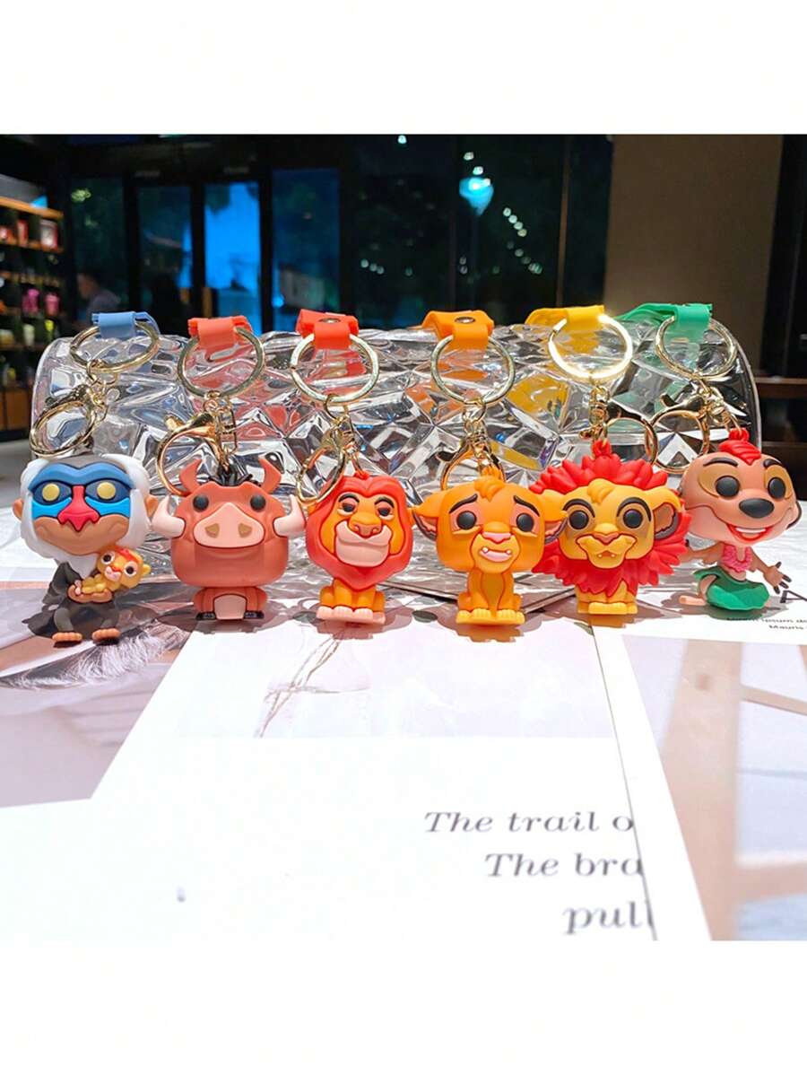 Mufasa  Timon Pumbaa Rafiki Keychain Cute Cartoon Animal Doll Key Chain Ring Bag Backpack Charm Car Key Pendant Boys Girls Gift - Multicolor - View 1