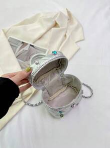 New Fashionable Mini Silver Diamond Decorated Handbag, Rare Style, City Mini Crossbody Bag, Suitable For Women