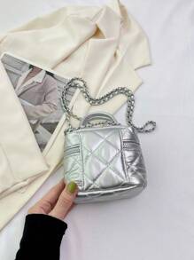 New Fashionable Mini Silver Diamond Decorated Handbag, Rare Style, City Mini Crossbody Bag, Suitable For Women