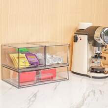 Vtopmart 6/8 Pack Clear Stackable Storage Drawers, 4.4'' Tall Acrylic Bathroom Makeup Organizer,Plastic Storage Bins For Vanity, Undersink, Kitchen Cabinets, Pantry, Home Organization And Storage - 6包 - 查看 6