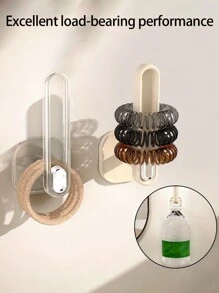 1入組掛牆式頭髮繩收納架，頭髮箍收納盒，多功能珠寶項鍊手鍊收納架，鑰匙包掛鉤，適用於女士和浴室使用。 - 彩色 - 查看 7