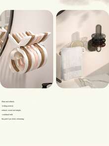 1入組掛牆式頭髮繩收納架，頭髮箍收納盒，多功能珠寶項鍊手鍊收納架，鑰匙包掛鉤，適用於女士和浴室使用。 - 彩色 - 查看 2