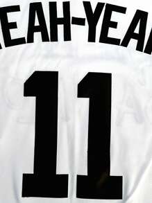 Boyfriend Style Men's Embroidery Baseball Jersey 11 White Casual Short Sleeve V-Neck Button T-Shirts Party Sports Top - 白色 - 查看 4