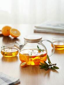 1pc Heat Resistant Glass Tea Pitcher/Cold Water Jug With Thickened Body, Large Capacity For Summer - White - View 11