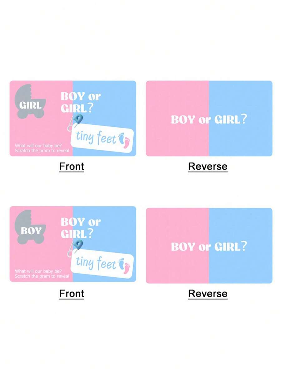 24 piezas Tarjetas de raspar para revelar el género del bebé, accesorios para el juego de niño o niña - Multicolor - Ver 1
