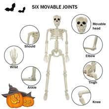 10 bộ đồ trang trí Halloween hình bộ xương có thể uốn cong 16", đạo cụ hình bộ xương bằng nhựa cho sân, vườn, trang trí nhà ma - Màu be - Xem 6