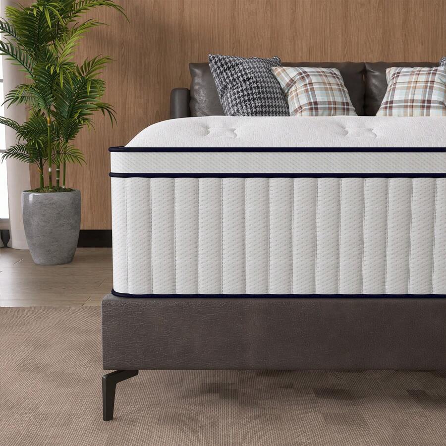 12/14 Inch Twin Full Queen King Mattress Pocket Spring Mattresses In A Box - trắng - Xem 1
