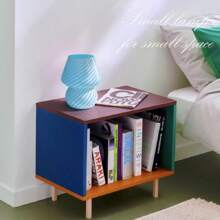 ONEWISH Mushroom Lamp - Small Table Lamp With Striped Glass, Nightstand Lamp For Bedroom, Living Room, Cafe, Office, Bulb Included, Gift For Girls Women Birthday Christmas Thanksgiving, Blue [Energy Class F] - Blue - View 7