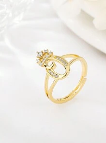 1 件时尚个性化锆石 26 字母戒指，女士可调节情侣戒指，奢华礼物，海外全新设计