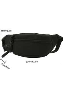 Women's Small Nylon Fabric Solid Color Lightweight Waist Bag With Zipper, Practical Multifunctional Streetwear Casual Sports Fanny Pack - Black - View 5