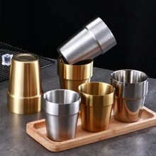 1入不銹鋼兩層隔熱杯，進階砂化工藝不留指紋，適用於家用、餐廳、咖啡館、野餐，可裝水、咖啡、茶、冷飲、牛奶 - 1 - 查看 6