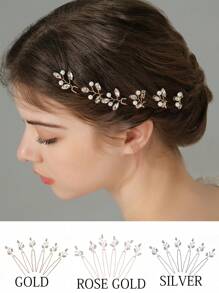 6pcs/Set Women's All-Match Versatile Delicate Hair Pins, Crystal & Pearl Braided Hair Clips, Wedding Bride Decorative Headpieces
