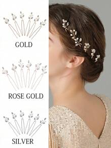 6pcs/Set Women's All-Match Versatile Delicate Hair Pins, Crystal & Pearl Braided Hair Clips, Wedding Bride Decorative Headpieces