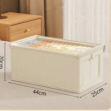 1 hộp đựng quần áo có thể gấp lại có nắp, thùng đựng đồ bằng vải Oxford có cửa sổ trong suốt, khóa kéo và tay cầm bền Trang trí mùa thu Trang trí lễ hội Trang trí phòng Trang trí nhà Trang trí mùa thu Trang trí phòng ngủ - Màu trắng sữa - Xem 9