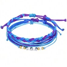 3 Stücke/Set "Surf String" Wellen Schnur Armbänder für Frauen, Mädchen und Teens - Freundschafts-Boho-Armbänder aus wasserdichtem, verstellbarem geflochtenem Garn. Ideal für Strandurlaub und als BFF-Geschenk.