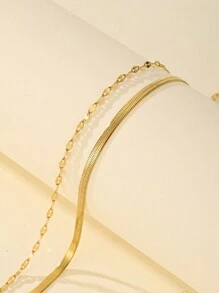 2pcs 18K Gold Plated Stainless Steel Jewelry Luxury Sexy Lip Chain Blade Chain Anklet For Women Accessory Birthday Gift For Summer Vacation Travel Beach Party