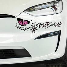 1 pieza Decoración personalizada para auto con patrón de mariposa y flor - Rosa - Ver 3