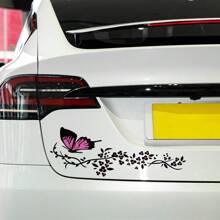 1 pieza Decoración personalizada para auto con patrón de mariposa y flor - Rosa - Ver 2