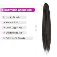 24 Inch Dreadlock Extensions Thin 0.6cm Single Ended Synthetic Dreads Extensions Hippie Style Fake Dreads 10 Strands SE Crochet Thin Dreadlocks Extensions For Girls - 黑棕色 - 查看 2