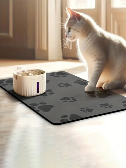 1 Pc Pet Feeding Mat, Absorbent Cat Food DogFood Mat, Cat Dog Mat, Quick Dry Non-Slip, EasyCleaning Cat Dog Water Dispenser Mat, PetSupplies, Cat Dog Water Bowl Mat