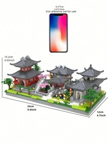 3 合 1 古风 3D 拼图组装小零件积木，创意有趣苏州园林/圆明园/黄鹤楼高难度龙年新建筑益智玩具，非常适合家庭/办公桌装饰和节日礼物。随附包房装饰