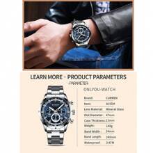 CURREN Relógio de Pulso de Moda Masculina Cronógrafo Função Data Automática Marca Superior Relógio Original de Luxo à Prova D'Água Pulseira de Aço Inoxidável Esporte Militar Quartzo Relógio Masculino Presente 8355