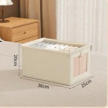 1 hộp đựng quần áo có thể gấp lại có nắp, thùng đựng đồ bằng vải Oxford có cửa sổ trong suốt, khóa kéo và tay cầm bền Trang trí mùa thu Trang trí lễ hội Trang trí phòng Trang trí nhà Trang trí mùa thu Trang trí phòng ngủ - Màu trắng sữa - Xem 10