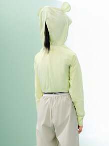 Balabala Áo khoác cho bé gái, Quần áo chống nắng mùa hè cho bé gái tuổi mới lớn, Áo sơ mi thoáng khí mới 2024 - màu xanh lá - Xem 2