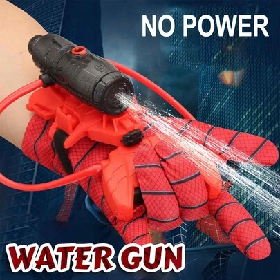 Pistola de agua con lanzador de muñeca y guantes con diseño de telaraña de araña para niños, pistola de agua de superhéroe de araña genial, juego de rol de disparo de araña, batalla de pistolas de agua para piscina y playa en verano, regalo de cumpleaños para niños y niñas