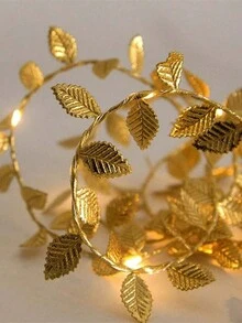50LED/20LED 仙女灯，金叶花环仙女灯，仙女灯串，圣诞节，童话灯光控制电源，婚礼装饰，圣诞装饰，小金叶，仙女灯串，圣诞树装饰，家居装饰，仙女花园，圣诞树饰品 - 金色 - 查看 11