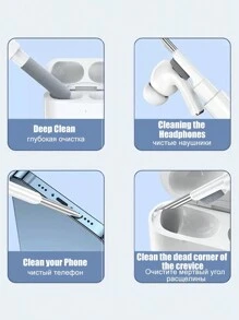Portable Headphone Jack Cleaning Pen, Brush, And Dust-Free Cloth Set, Multi-Functional Soft Brush Velour Sponge Cleaning Brush For Headphones, Earplugs, Mobile Phones, Digital Devices, Computer Keyboards Cleaner