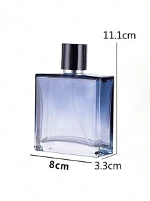 1 pieza Botella de decantación de perfume de vidrio cuadrada y plana de alto nivel con degradado de color de 100 ml y pulverizador, que incluye herramienta de transferencia de perfume - Celeste - Ver 3