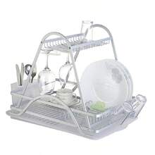 家用铝制厨房沥水盘储物架、餐具沥水架、桌面、碗碟储物篮、家居储物、储物、厨房收纳、厨房用品、房间装饰、家居装饰。 - 彩色 - 查看 6