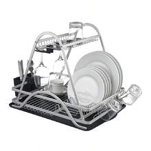 家用铝制厨房沥水盘储物架、餐具沥水架、桌面、碗碟储物篮、家居储物、储物、厨房收纳、厨房用品、房间装饰、家居装饰。 - 彩色 - 查看 5