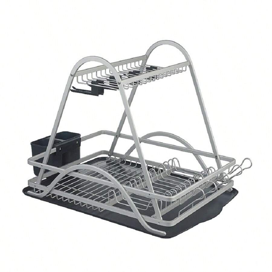 家用铝制厨房沥水盘储物架、餐具沥水架、桌面、碗碟储物篮、家居储物、储物、厨房收纳、厨房用品、房间装饰、家居装饰。 - 彩色 - 查看 1